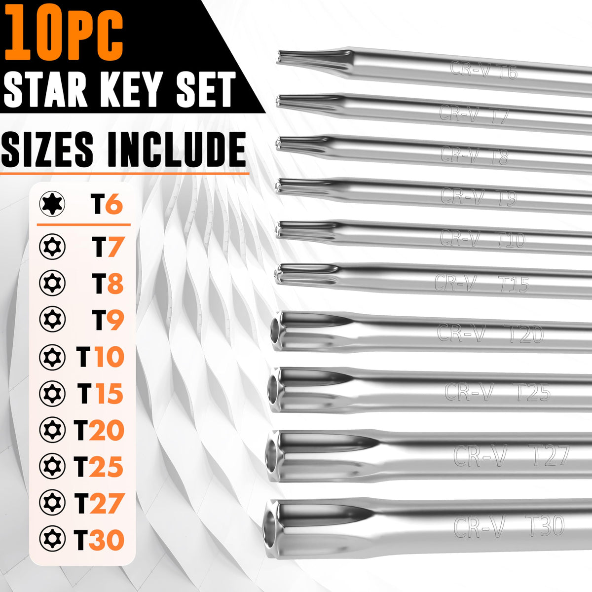 AMERICAN MUTT TOOLS tamper-proof star wrench with hollow center for security screws