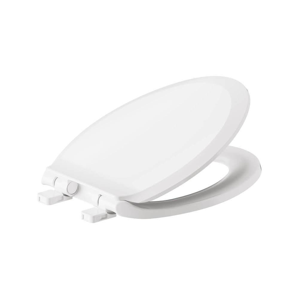 American Standard 5503A00B.020 soft-close seat, angle view, quiet hinges reduce slams.