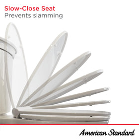 American Standard elongated seat fits most toilets for versatile replacement.