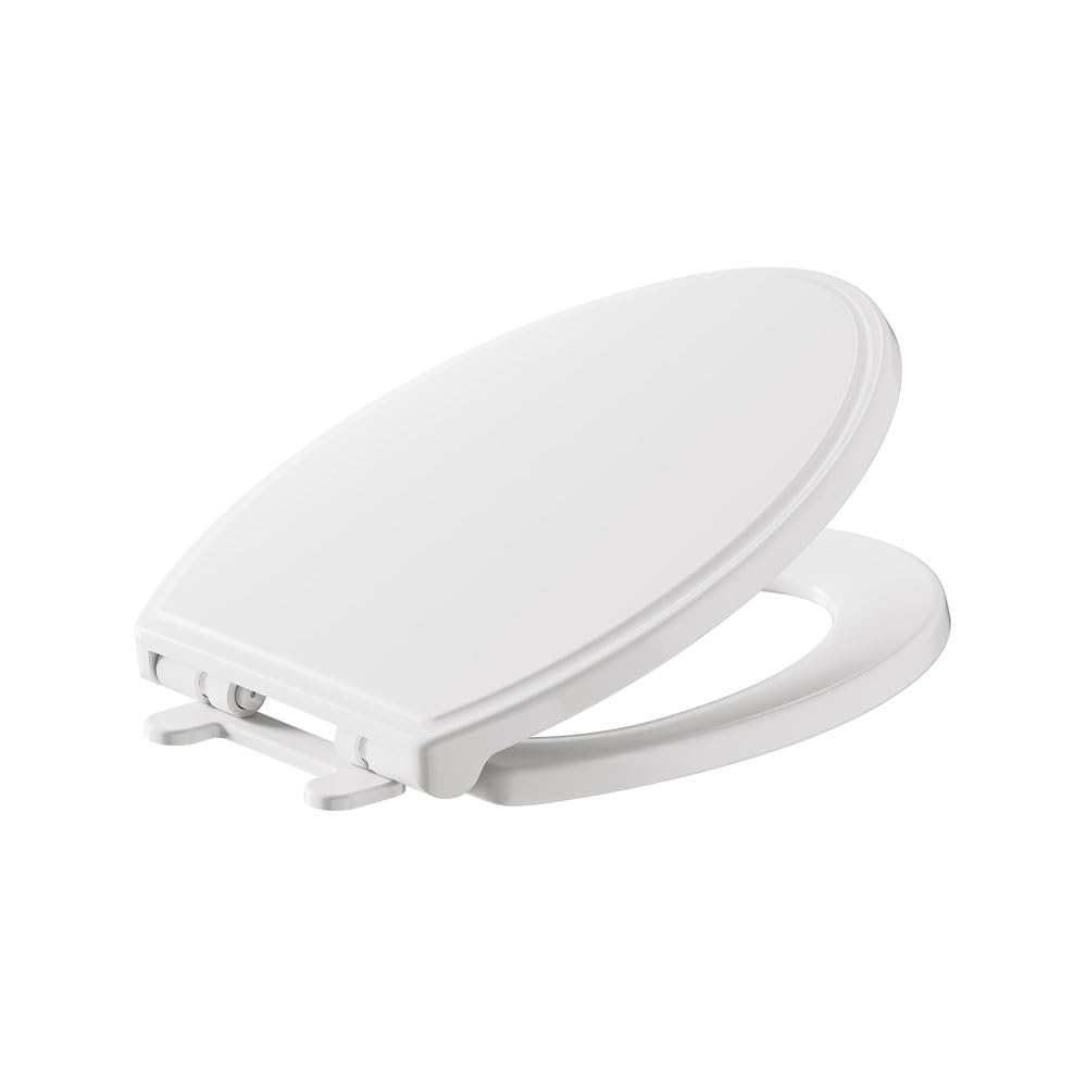 American Standard Traditional Luxury elongated seat with soft-close action reduces bathroom noise.
