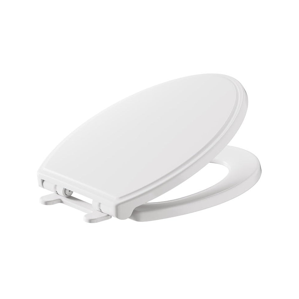 American Standard Traditional Luxury elongated seat with soft-close action reduces bathroom noise.