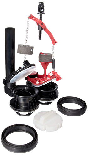 American Standard Vormax valve assembly close-up showing dual flappers for reliable flushing