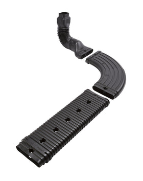 Amerimax StealthFlow 4631 elbow closeup with snap-together, tool-free installation.