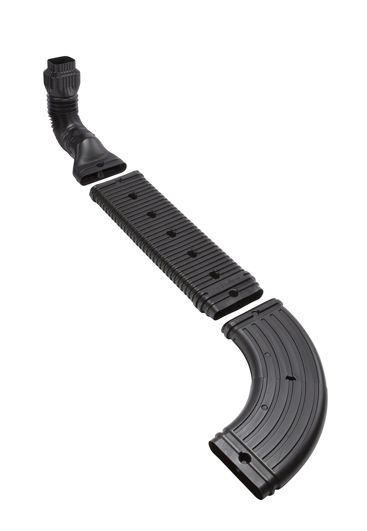 Amerimax StealthFlow 4631 hidden under landscape mulch for an unobtrusive look.