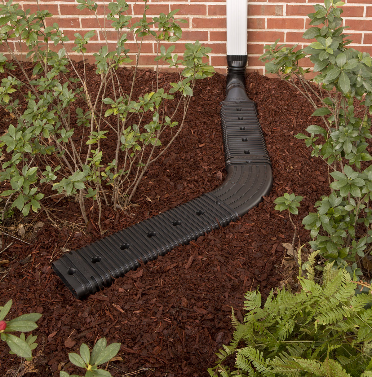 Amerimax StealthFlow 4631 PVC elbow highlights durable outdoor material.