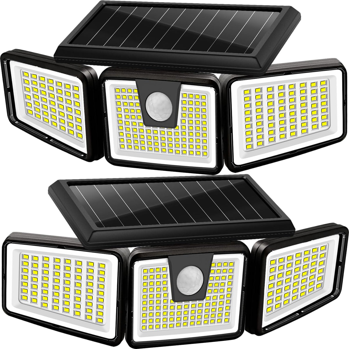 AmeriTop solar lights with three adjustable heads for versatile outdoor illumination.