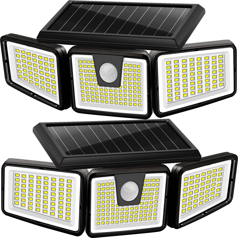 AmeriTop solar lights with three adjustable heads for versatile outdoor illumination.