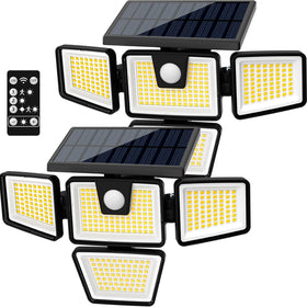 AmeriTop outdoor solar light with four adjustable heads for broad coverage.