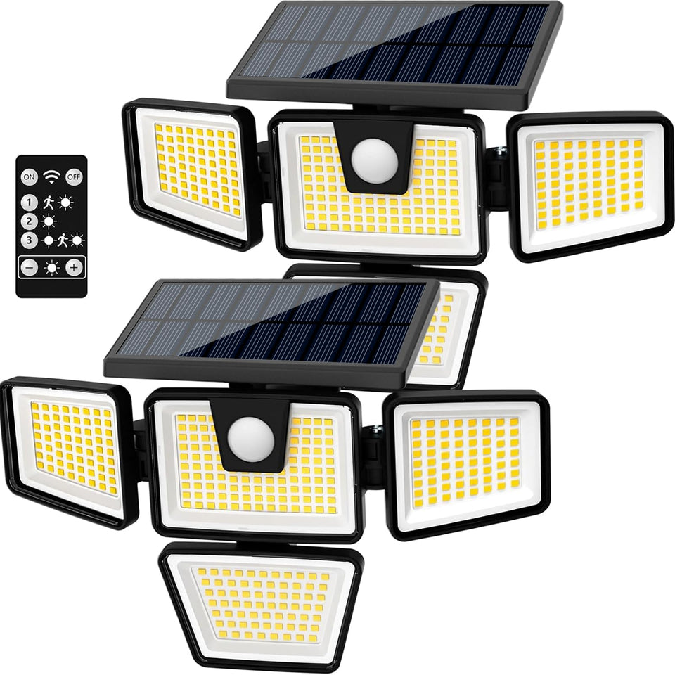 AmeriTop outdoor solar light with four adjustable heads for broad coverage.