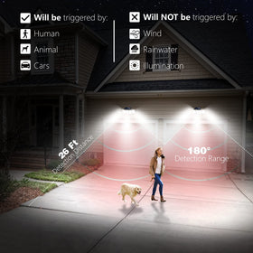 AmeriTop three-heads solar security light — side view showing adjustable heads.