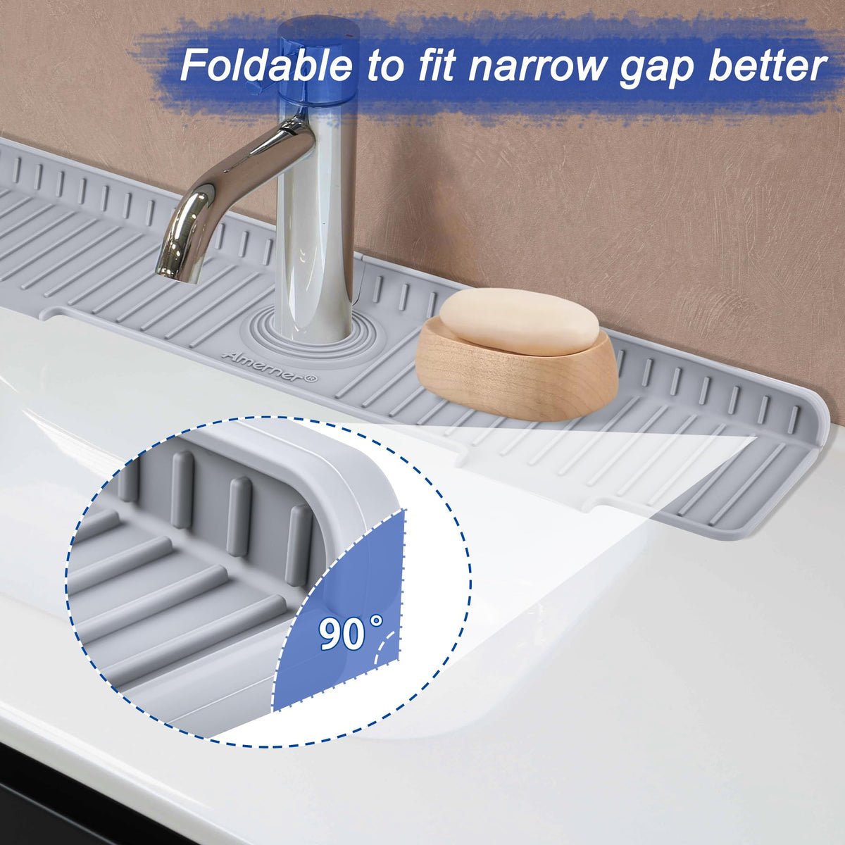 Amerner mat cut to fit around faucet base for custom fit