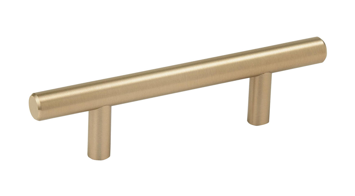 Amerock bar pulls in Golden Champagne finish brighten cabinet fronts with contemporary style