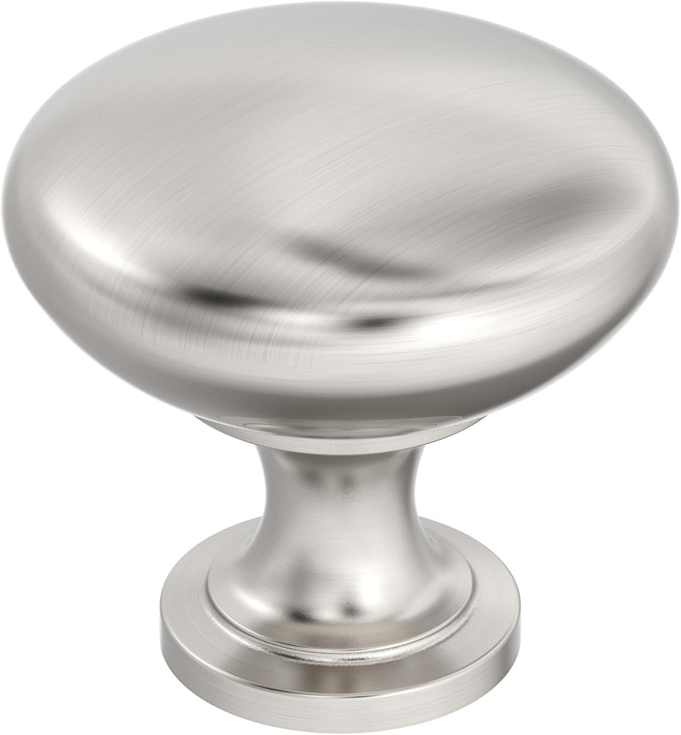 Amerock Edona satin nickel knob closeup showing brushed finish