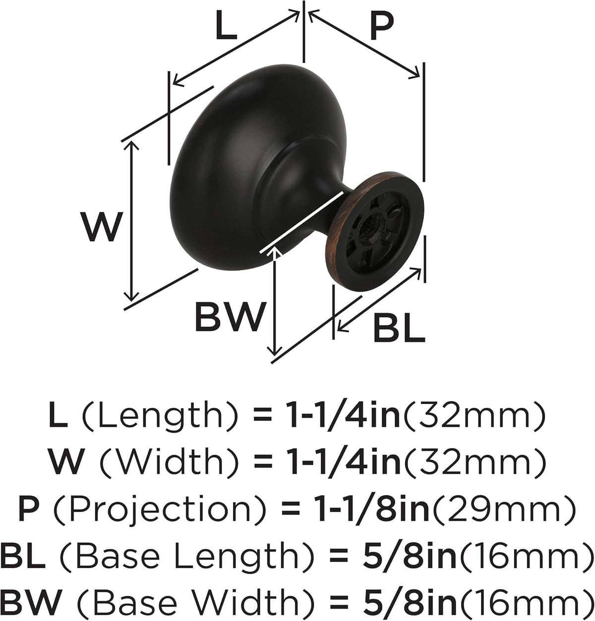 Amerock Edona traditional knob suits classic cabinetry with warm bronze charm.
