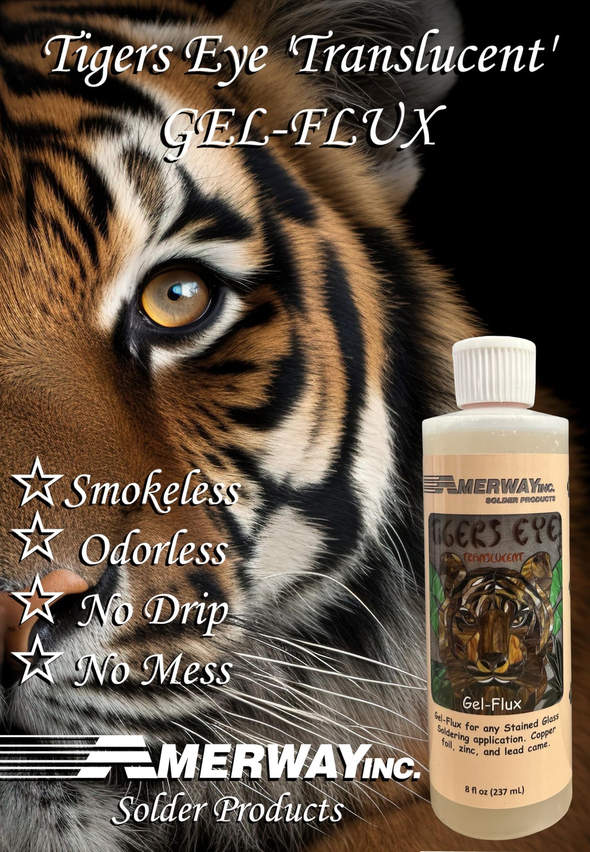Amerway Tigers Eye translucent gel flux made in USA packaging