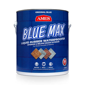 AMES Blue Max bottle pour showing versatile waterproofing for multiple surfaces.