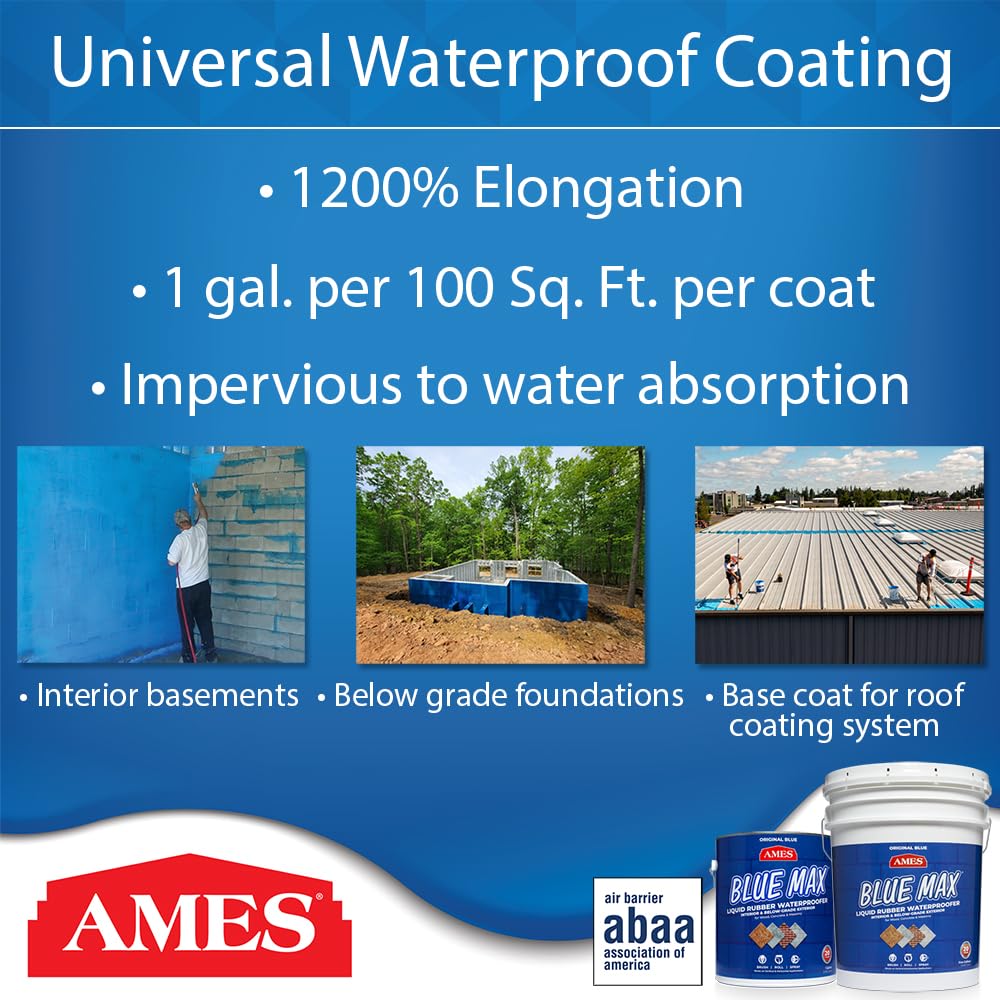 AMES Blue Max elastomeric coating with 1200% elongation improves crack resistance.