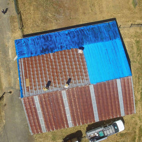 AMES Blue Max roller application speeds large-area waterproofing on horizontal or vertical surfaces.