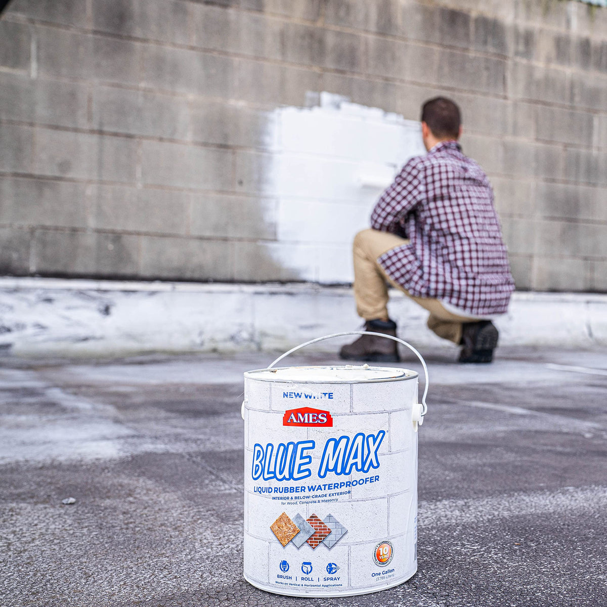 AMES Blue Max sealed wall illustrating a durable, flexible waterproof membrane
