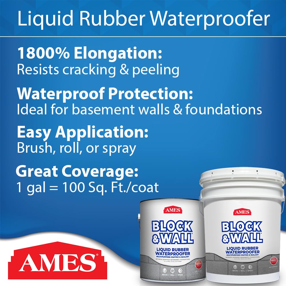 AMES liquid rubber coating applied to wall surface for a flexible seal.