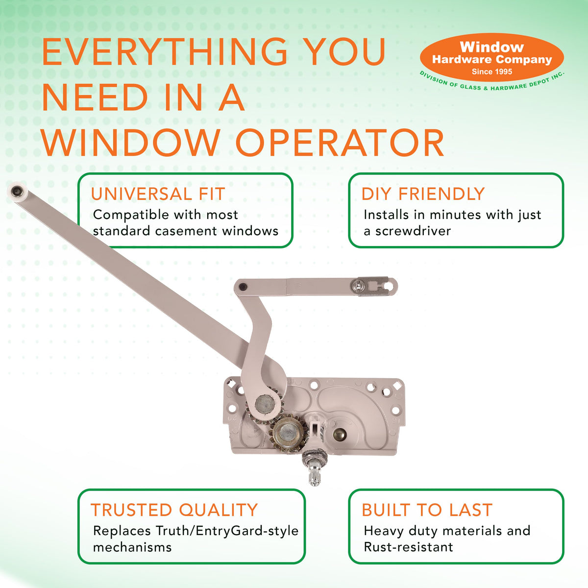 Close-up of security feature on EntryGard window crank handle.