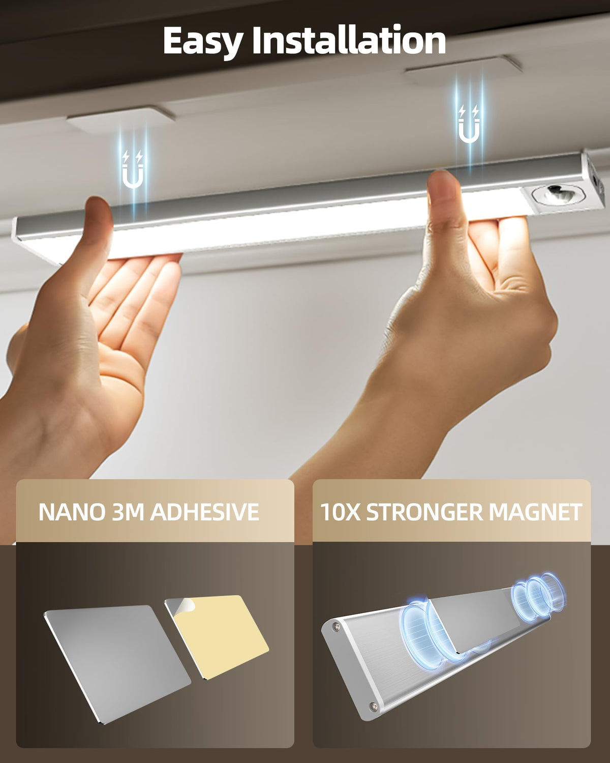 AMETHEUS kitchen under-cabinet lighting enhances counter visibility.