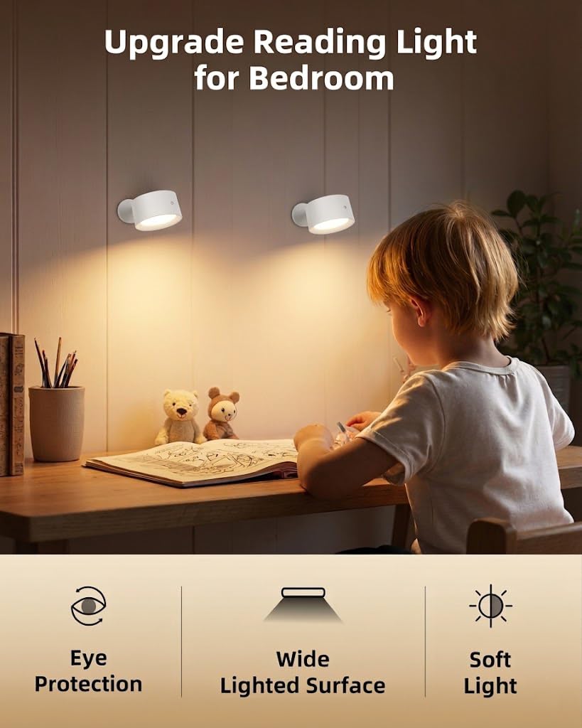 AMETHEUS LED wall light showing 360° rotation for flexible angles.