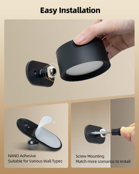 AMETHEUS LED wall light package includes USB-C cable and manual for setup.