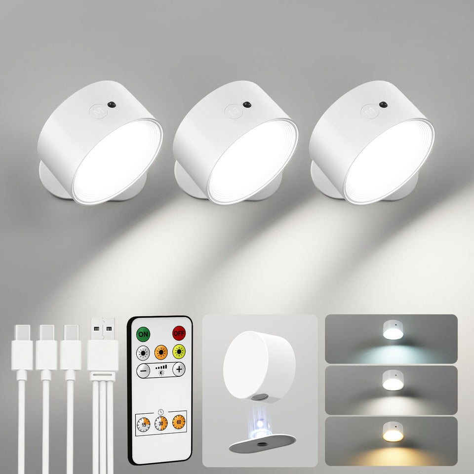 AMETHEUS LED wall light rechargeable cordless panel for easy placement.
