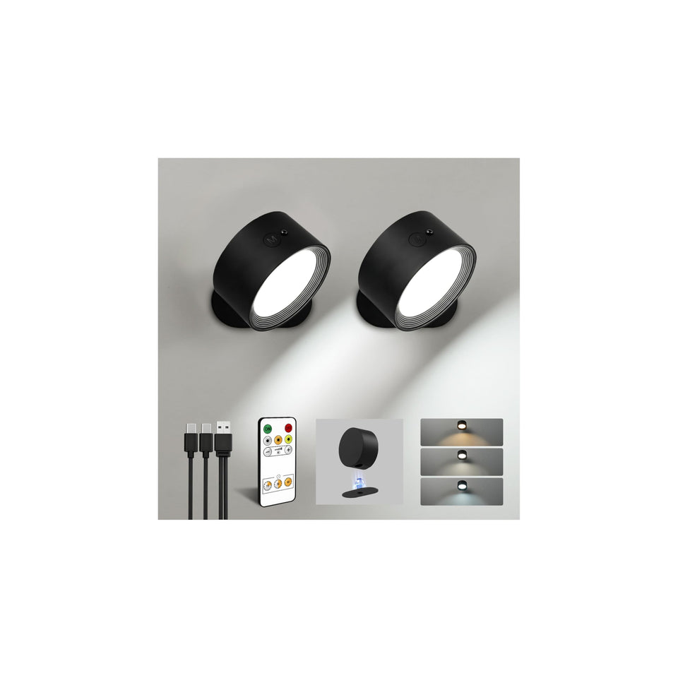 AMETHEUS LED wall light rechargeable for cordless convenience and long runtime