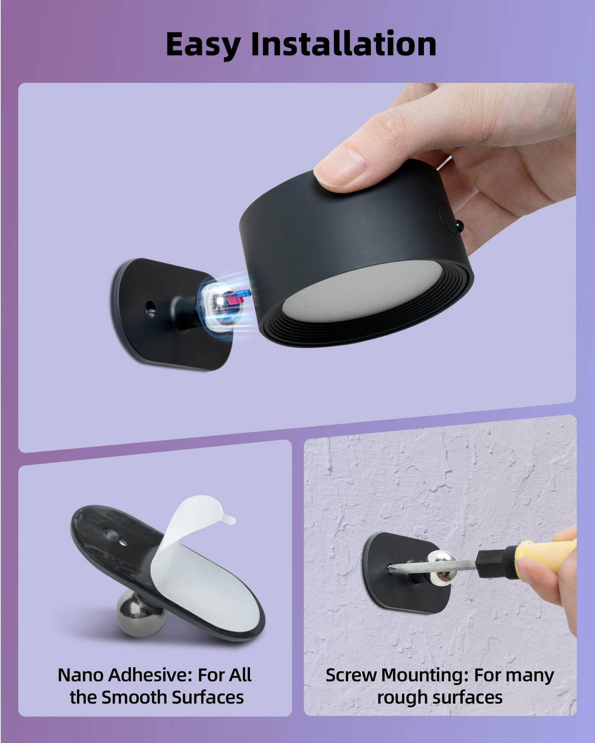AMETHEUS wall light kit includes charging cable and warranty