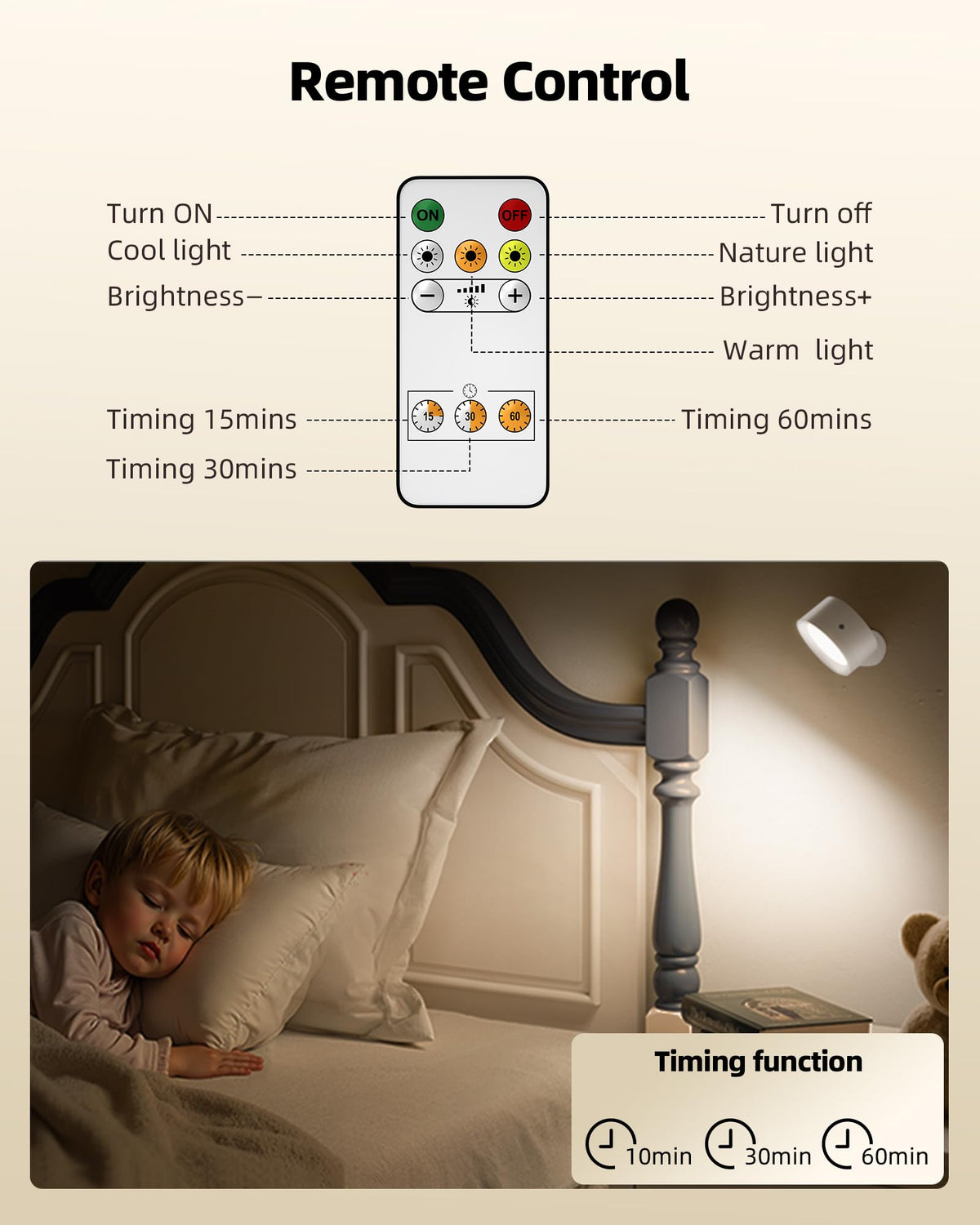 AMETHEUS wall light with remote control for effortless mood lighting from anywhere.