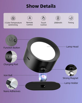 AMETHEUS wall light with a strong magnet for easy mounting