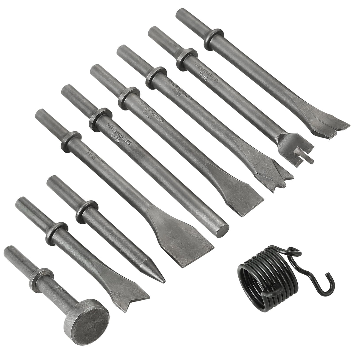 AMGSH air hammer chisels set overview showing durability and versatility.
