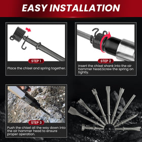AMGSH compatibility with 150/190/250 air hammers shown.