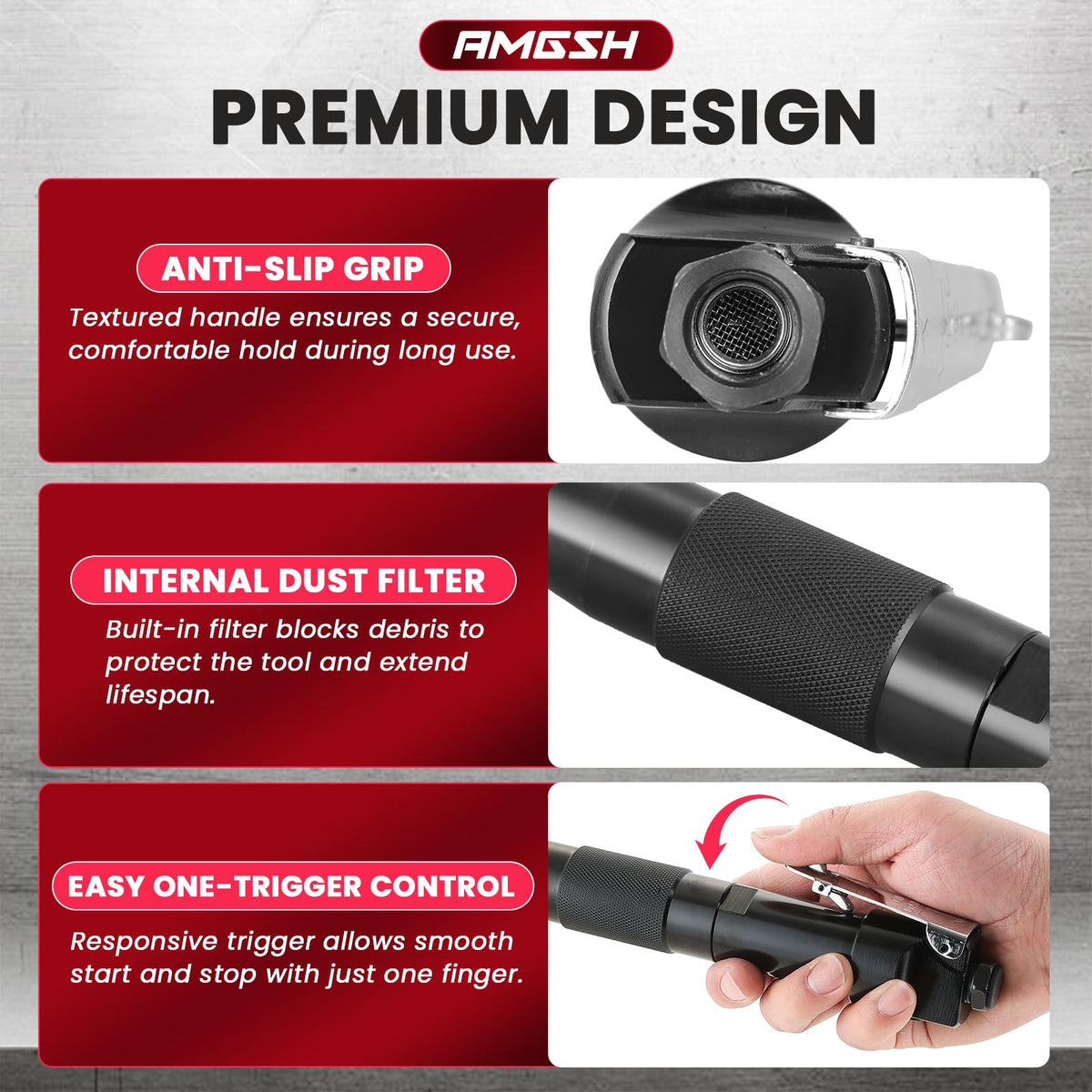 AMGSH stainless steel filter protects internals from dust and debris