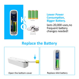 AMHEY wireless door sensor chime battery image notes included AAA for immediate use.