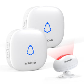 AMHEY wireless motion sensor door chime at the front door with long-range alerts.