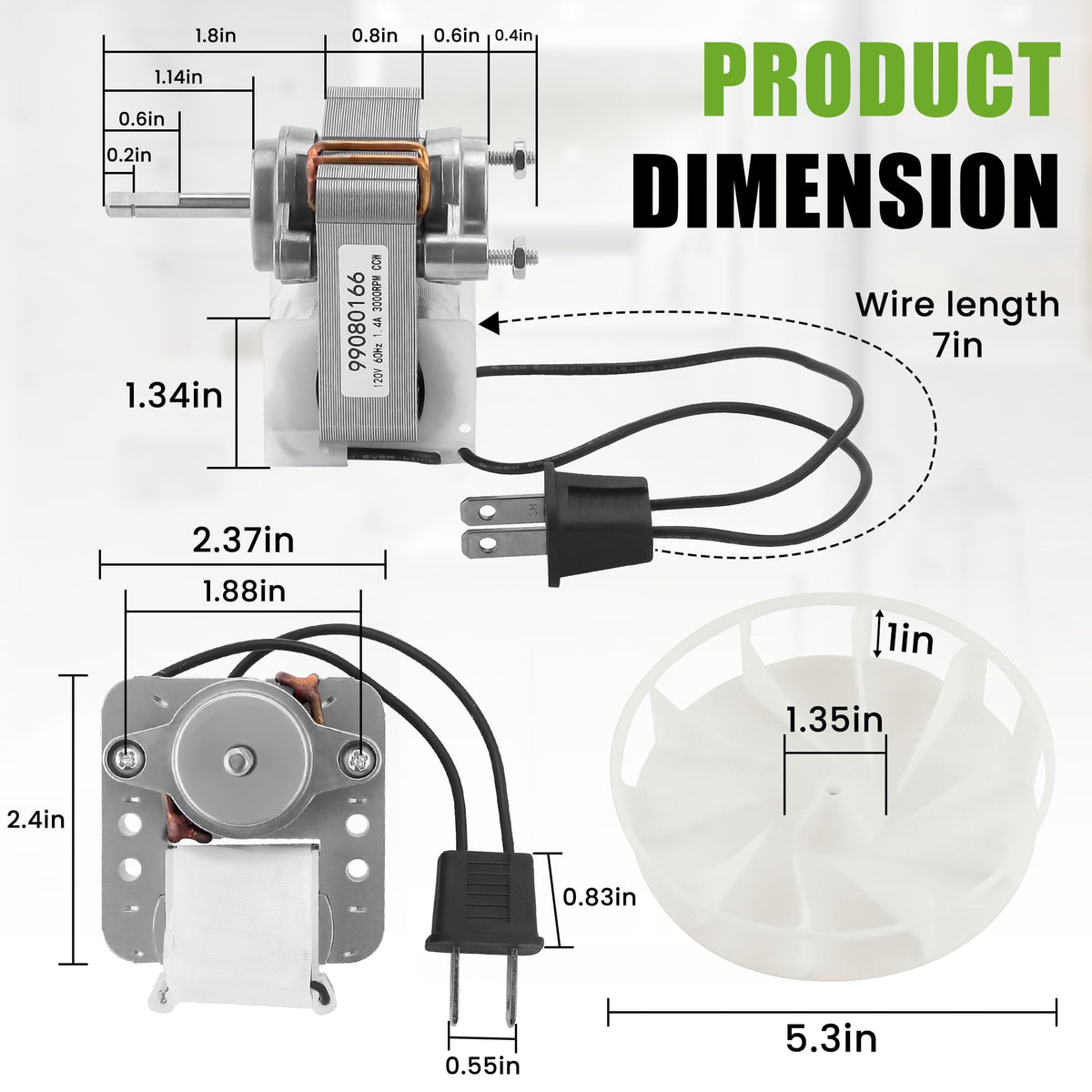 AMI PARTS S99080166 BP28 specs show 70 CFM, 120V, 60Hz performance