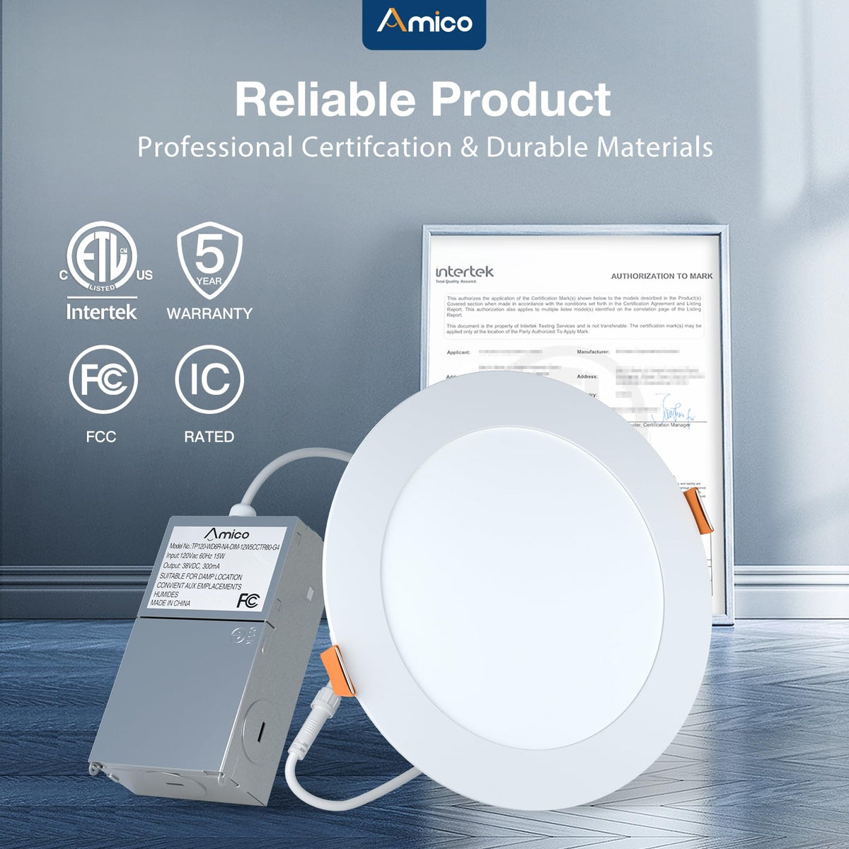 Amico 1050 lumens from 12W for energy-efficient lighting.