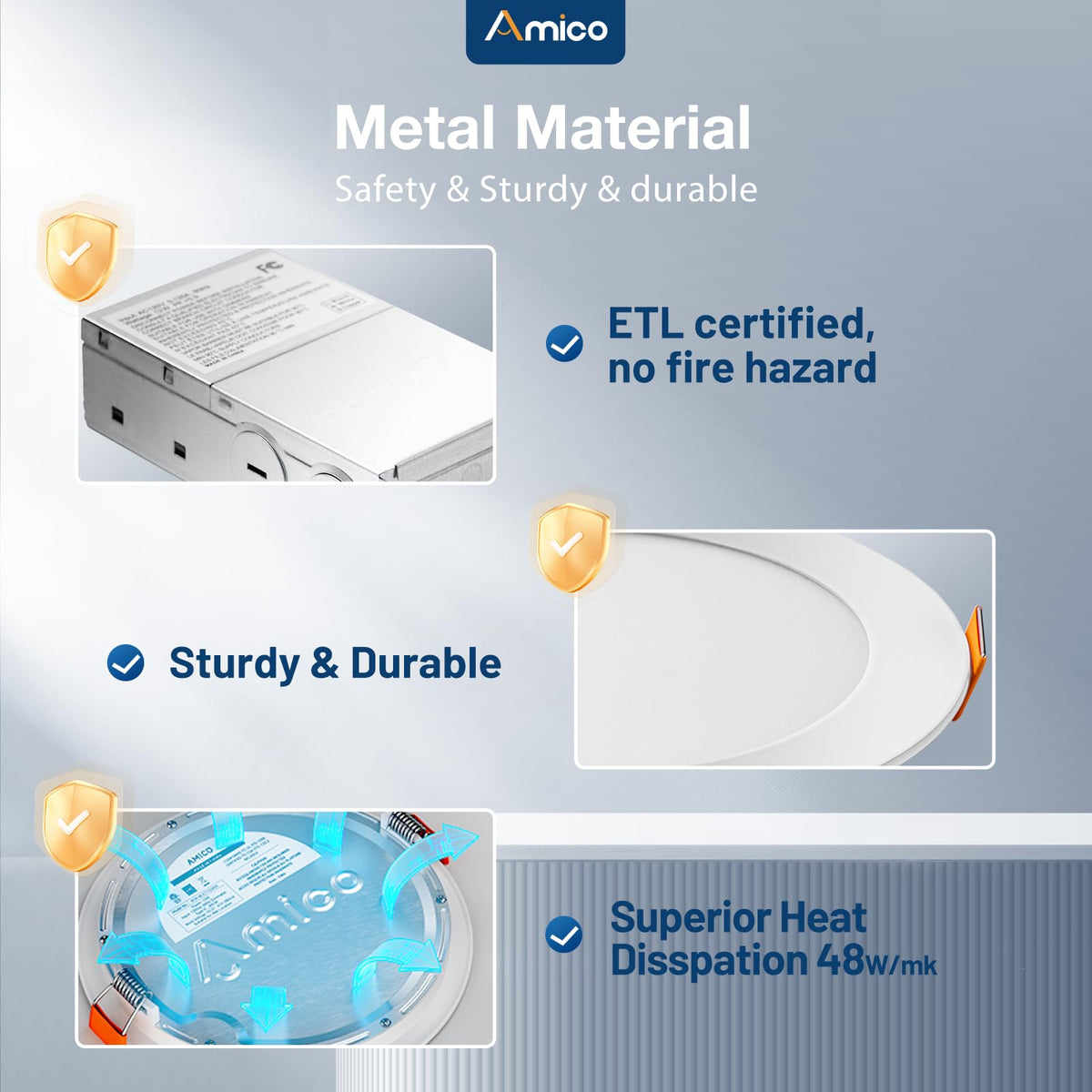 Amico 1050 lumen, 12W LED downlight delivers bright, energy-efficient illumination