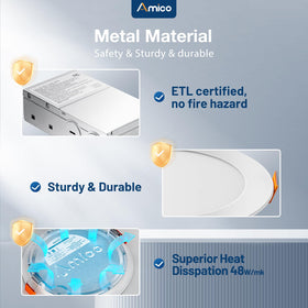 Amico 1050 lumen, 12W LED downlight delivers bright, energy-efficient illumination