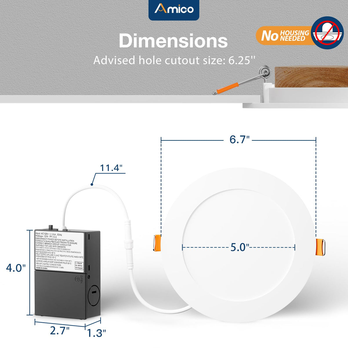 Amico 1050LM LED performance offers bright yet efficient illumination.