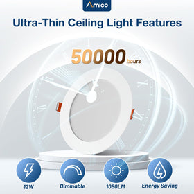 Amico 6-inch dimmable LED downlights enabling adjustable brightness.