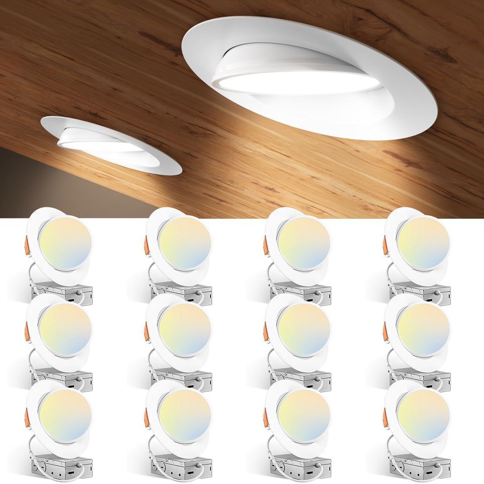 Amico 12-pack 6-inch gimbal downlight with 360° rotation for versatile lighting.