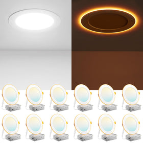 Amico 12-pack 6-inch LED recessed light with night light provides soft ambient glow