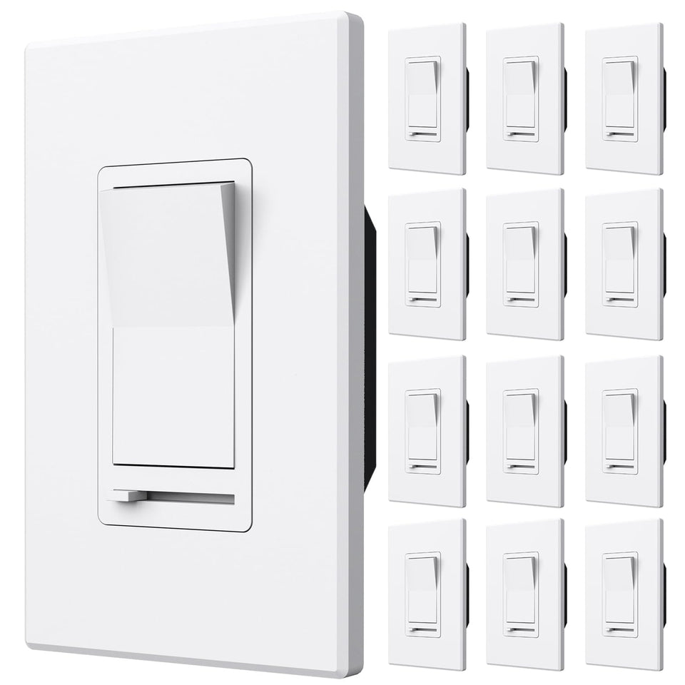 Amico 12-pack dimmer switch front view for smooth LED dimming.