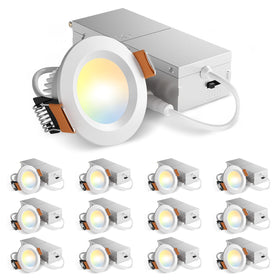 Amico 12-pack 2-inch LED downlight with J-box for versatile color temperature control