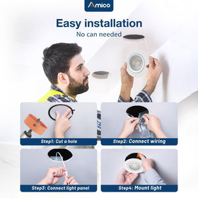 Amico 12-pack 4in gimbal downlight dimmable for smooth brightness control.
