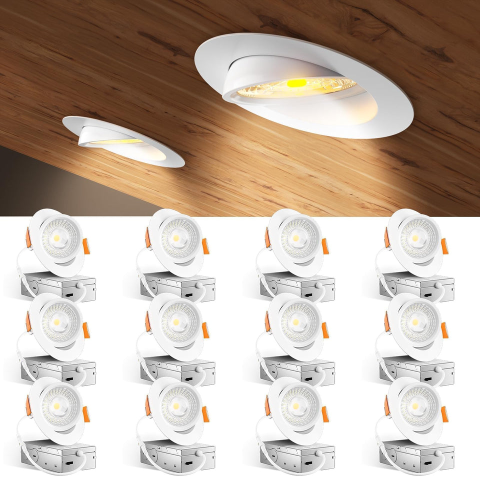 Amico 12-pack 4in gimbal downlight front view highlights artwork with adjustable directional lighting.